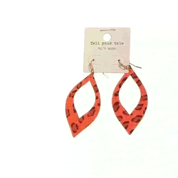 Orange Animal Print Earrings - Picture 1 of 2